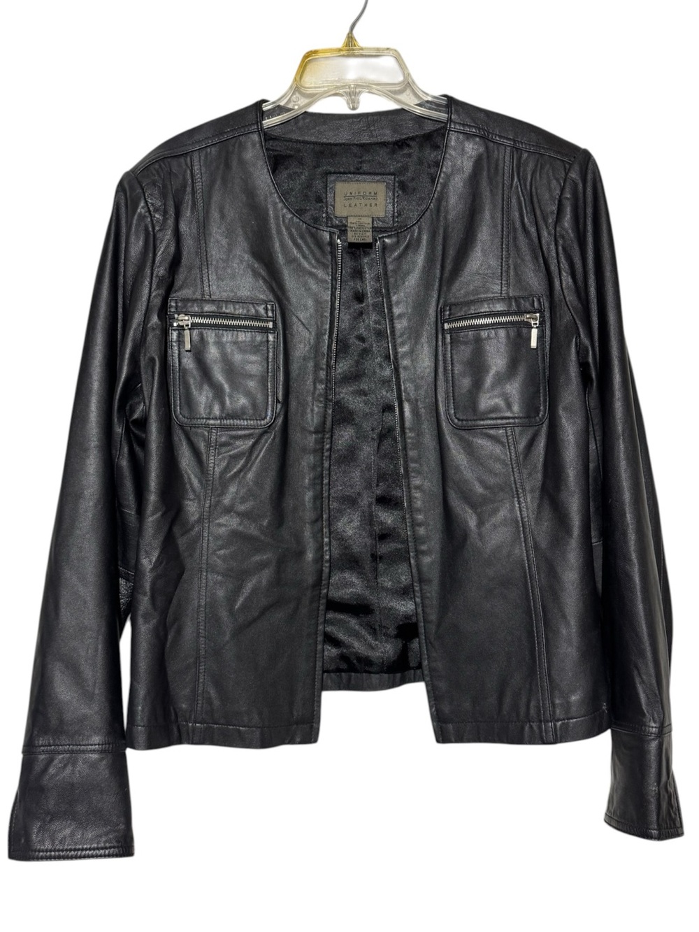 John Paul Richard Black Leather Jacket Coat Women Size 16 Moto Biker Edgy Grunge